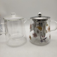 Bouilloire à thé et théière Théière en verre avec infuseur à thé amovible en vrac Théière en verre sûre pour la cuisinière