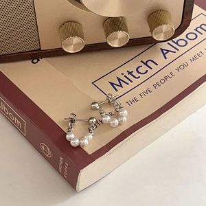S925 Sterling Silver Hoop <b>Earrings</b> With Pearl <b>Studs</b> For Women Everyday Wear <b>Fine</b> Jewelry - Product Image 1