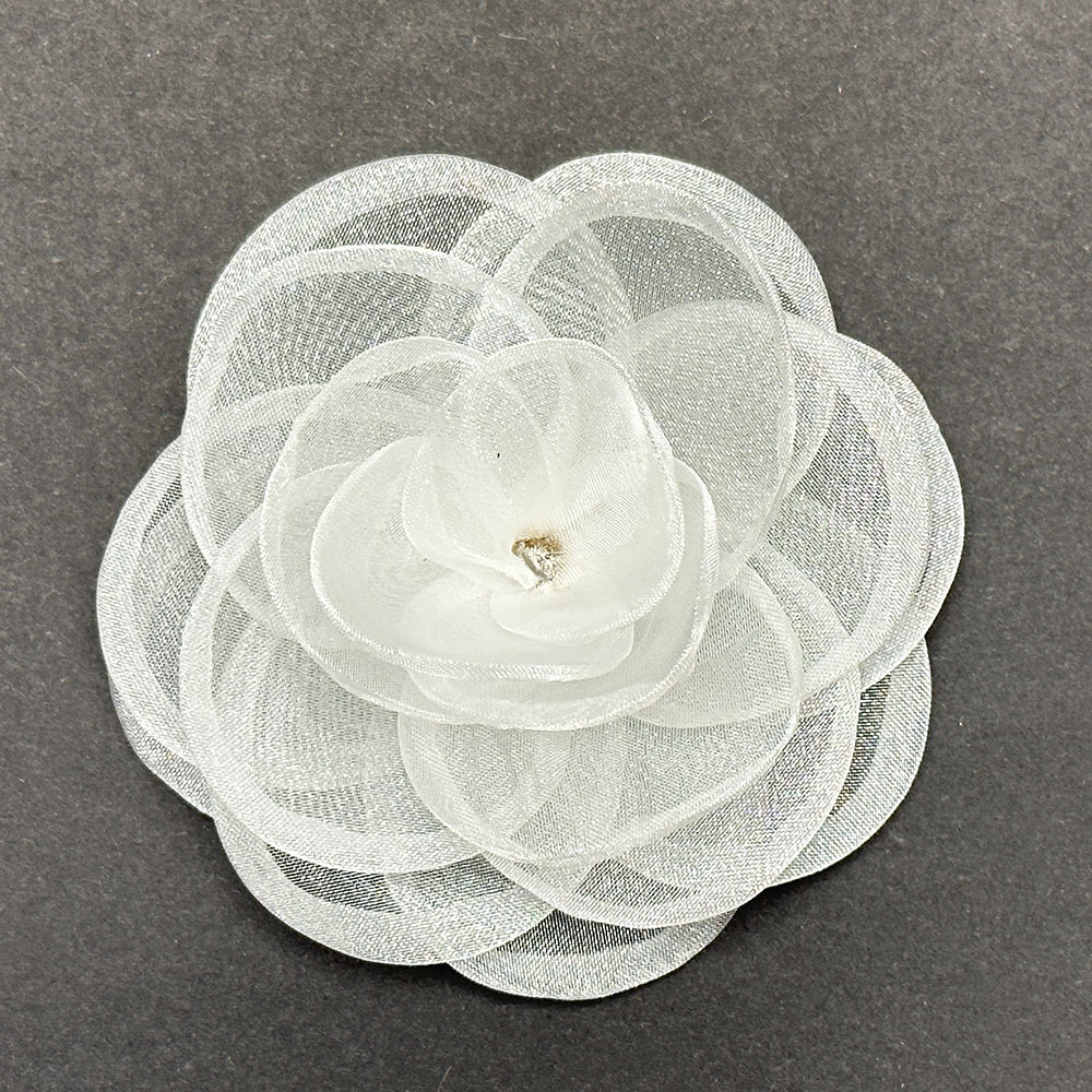 37 white - 10cm organza roasted border flower