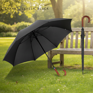 Parapluie droit de golf promotionnel semi-automatique à manche en bois coupe-vent britannique, impression personnalisée de logo en gros - Product Image 4