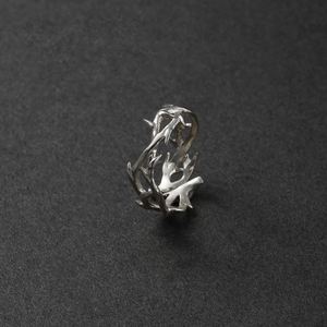 Men's Retro Hip-Hop Punk Style Vintage Open <b>Ring</b> Adjustable Copper Thorns <b>Couple</b> Finger <b>Ring</b> Resizable for Lovers' Comfort - Product Image 2
