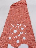 Tissu en dentelle soluble dans l'eau à motifs floraux larges, fil de soie, broderie fine et complète pour robe de mariée, robe de soirée, vêtements pour femmes