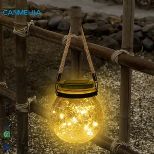 Outdoor Waterproof Garden Lamp Cracked Glass Bottle Holiday Decorative Lights,Solar Mason Jar Decorative Lights,Led Solar Lights