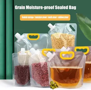 Spout Pouch Plastic Buckle Sealing Spout Corn Beans Rice Wheat Bags Stand Up Bags Spout Transparent Mylar Bags Custom Size Logo