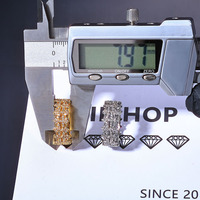 NUOYA Nouvelle Arrivée 8mm Double Rangée Croix Anneau 925 Argent Blanc VVS Moissanite Glacé Bling Design Femmes Fine Jewelry