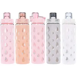 BORGE Großhandel BPA Free Sport glas Wasser flasche Mit Silikon hülle Tragbare Outdoor Wasser flasche