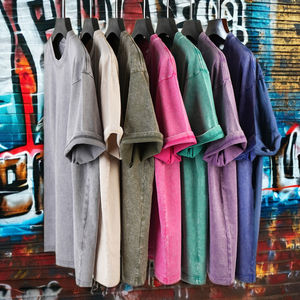 T-Shirt Vintage Oversize a Tinta Unita per Uomo/Donna in Cotone a Maniche Corte Stile Vintage Street <span class=keywords><strong>Hip</strong></span> <span class=keywords><strong>Hop</strong></span> - Product Image 2