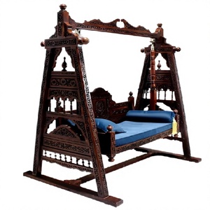 Indian Luxury Teak Wood <b>Swing</b> Traditional Design Handcrafted Indoor Living Room <b>Swing</b> Furniture Set Muslim Home Wooden Jhula - Product Image 1
