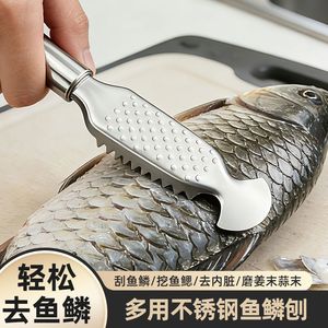 Kaiwang Stainless Steel Fish Scaler Multi Functional Ginger Garlic Peeler Heavy Duty Seafood <b>Tool</b> - Product Image 5