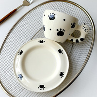 Ensemble tasse et soucoupe en céramique peinte à la main, style INS coréen élégant, mignon pour couple, pour petit-déjeuner, lait, café, thé de l'après-midi