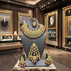 Vintage Kundan <b>Copper</b> Brass Necklace Set with Earrings Traditional Indian Jewelry for Weddings Parties & Engagements <b>Gift</b> - Product Image 3