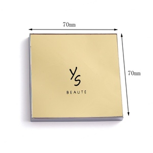 Brand Name Unique Gold Acrylic LOGO Metal Square Single Side Pocket <b>Mirror</b> With PU Pouch - Product Image 2