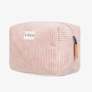Custom Logo Profesional Custom Cute Travel Small Velvet Cosmetic <strong>Vanity</strong> Bag Corduroy Makeup <strong>Pouch</strong> for Women - Product Image 3