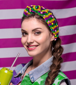 Serre-tête de Noël rayé coloré d'hiver incrusté de perles, accessoires capillaires de fête magnifiques et originaux - Product Image 3