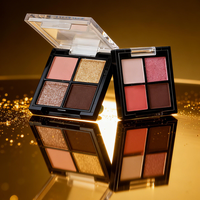 Palette de fards à paupières 4 teintes, marque privée, fini mat et pailleté, format voyage, pour un maquillage quotidien naturel des yeux, logo personnalisé