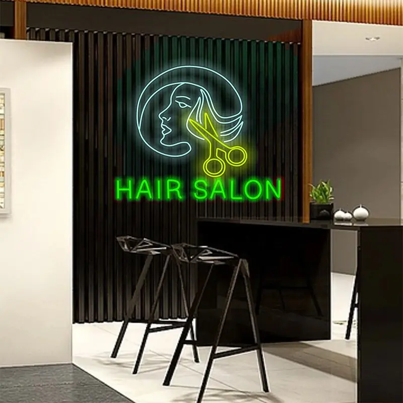 Custom Kapsalon Led Neon Sign Salon Logo Light Up Sign Design Kapsalon Neon Light Up Teken Voor Wanddecoratie