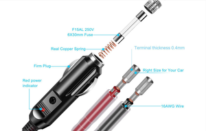 سلك تمديد ولاعة السجائر من 1 إلى 2 مع مقبس 12 فولت و24 فولت ومحول طاقة للسيارات - Product Image 3