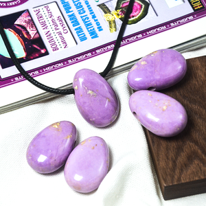 30mm Naturel Phosphosiderite Pendentif Lisse Poli Violet Cristal Pendentif pour Guérison Collier Unisexe Pierres Précieuses En Gros - Product Image 6