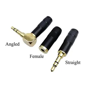 L Type 3.5mm Right Angled Stereo 2 Channel Headphone Black Shell Male Female Audio Plug