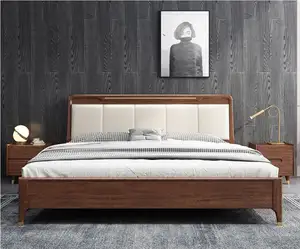 북유럽 모던 소프트 백킹 단단한 나무 가죽 침대 더블 침대 1.8 미터 1.5 미터