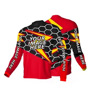 Vente en gros de vêtements de sport évacuant l'humidité, maillot de vélo de montagne, maillot de motocross, maillots de cyclisme OEM, personnalisés et bon marché