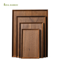 Plateau de service rectangulaire professionnel en bois massif, planche en noyer pour hôtel de luxe, restaurant et présentation de plats gastronomiques