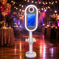 Stock en entrepôt aux États-Unis : Coque de photobooth ovale DSLR avec flash et parapluie, pour événements, avec appareil photo intégré