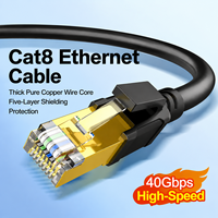 Kabel Ethernet D-Sunty CAT8 SFTP Hitam Putih PVC LSZH Jacket 99.97% Tembaga Murni Konduktor Padat RJ45 Berlapis Emas
