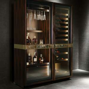 أثاث فاخر لغرفة المعيشة خزانة مشروبات للمنزل خزانة عرض زجاجية للمشروبات من الفولاذ المقاوم للصدأ - Product Image 3