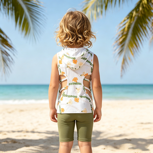 A26-17 Factory Customized Printing Hooded Top <b>Girl</b> vest Top for Little Baby <b>Girl</b> Cotton/Bamboo Fiber Pullover Hoodie <b>Hat</b> - Product Image 1