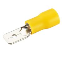 Connecteur de fil de bêche isolé en vinyle mâle et femelle à déconnexion rapide Terminal à sertir électrique 12-10 AWG 6.3mm Jaune 100 Pack