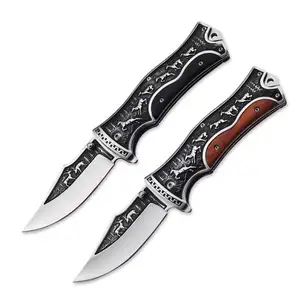 Cuchillo Deers Outdoor Clip Point Blade Stainless Steel Heavy Duty Folding Knife Wood Handle Camping Hunting Survival Tools