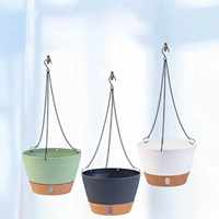 Pot de fleurs suspendu moderne à niveau d'eau visible, auto-arrosant, pour orchidées, avec soucoupe et chaîne en fer, pour décoration intérieure et extérieure