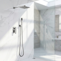 Ensemble de douche de luxe moderne en acier inoxydable 304 doré brossé, mitigeur monocommande avec jet pluie, installation 2 trous, céramique