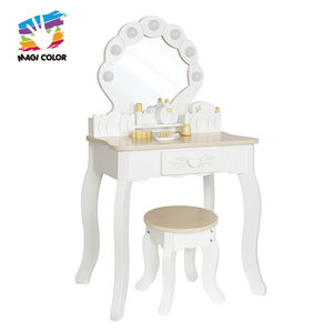 2025 LED Vanity Table Set-Coiffeuse princesse en bois avec miroir et interrupteur de lumière, jouet de maquillage pour les filles W08H222 - Product Image 2