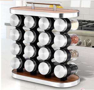 <span class=keywords><strong>Rack</strong></span> organizador doméstico de cozinha, conjunto de tampas de bambu para tempero, garrafas, potes, madeira, tempero - Product Image 2