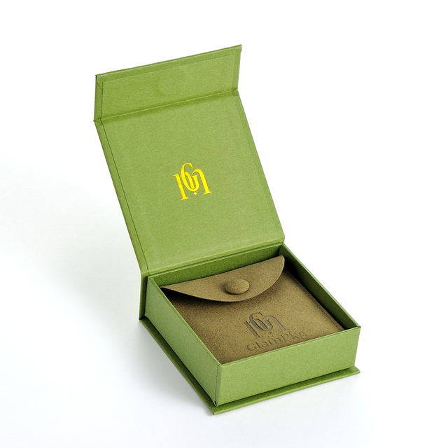 GLAMPKG Foldable Magnet Boxes Green Magnetic Closure Jewellery Gift Paper Box Luxury Folding Magnetic Jewelry Packaging Box