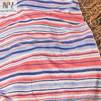 Tissu à paillettes brodé de qualité supérieure Nanyee Textile, 5 mm, avec des imprimés à rayures rouges et bleues