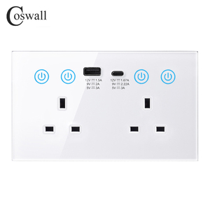 แผงกระจกคริสตัลช่องเสียบผนัง WIFI สำหรับบ้านอัจฉริยะสวิตช์สัมผัสเต้ารับแบบ UK - Product Image 5