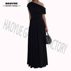 Robes de soirée élégantes, froncées, asymétriques et solides <span class=keywords><strong>pour</strong></span> femmes, robe de soirée <span class=keywords><strong>pour</strong></span> dames, nouvelle collection d'été, vêtements en gros - Product Image 3