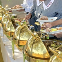 Restaurant 6L Golden Roll Top Runder Buffet-Wärmer ohne Fenster, Edelstahl Speisenwärmer, Chafing Dish, Rotierender Chafing Dish