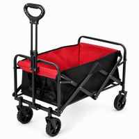 Chariot pliable à quatre roues Overmont, en acier allié, robuste, avec poignée réglable, roues de 5 pouces, capacité de charge de 150 kg, pour le shopping