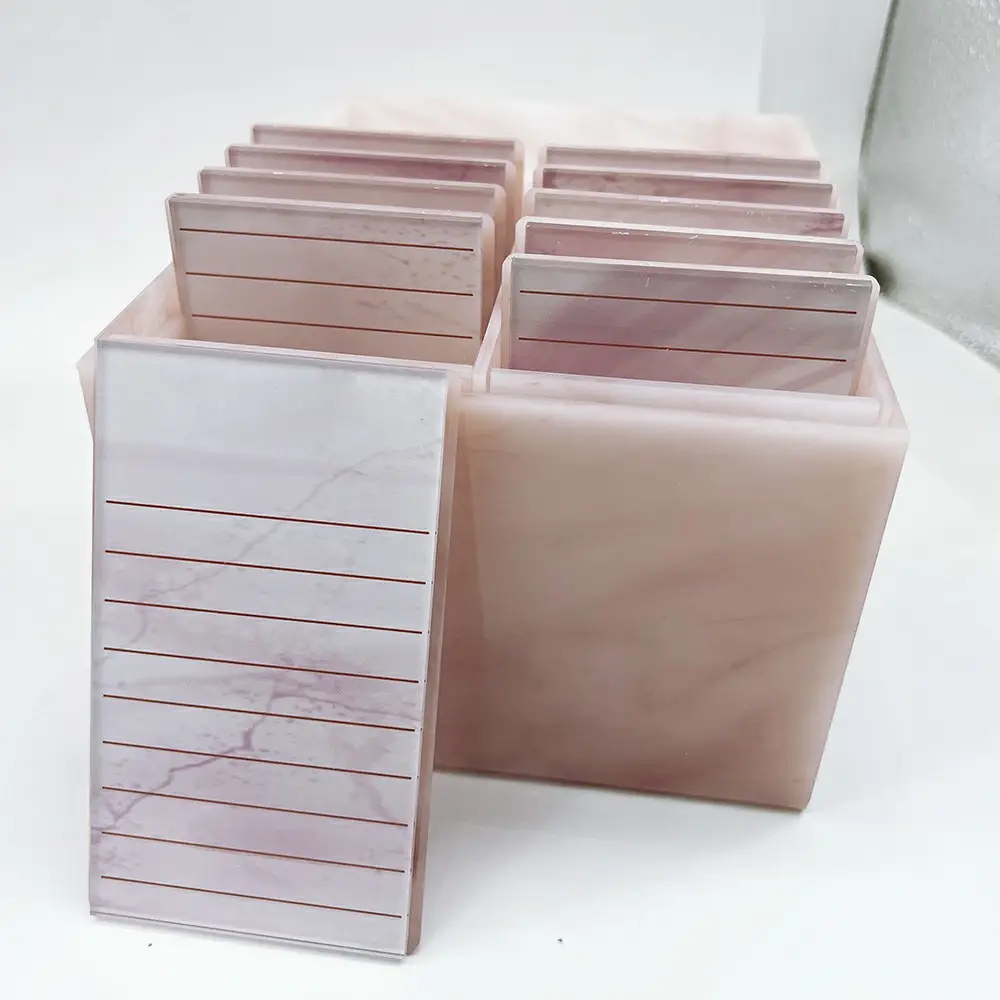 Boîte de rangement de cils en acrylique avec couvercle, présentoir en marbre rose, boîte d'organisation de cils avec palette, 5 couches, pelette de cils avec couvercle, vente en gros