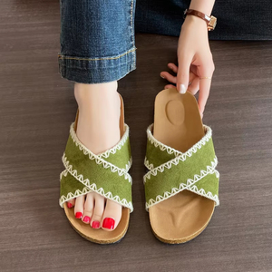 Sandalias de Plataforma con Tiras Cruzadas de Tela Vaquera para Mujer, Verano 2026, Sandalias Planas con Correa Trasera, Estilo Muffin - Product Image 6
