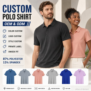 เสื้อโปโลแขนสั้นผ้าถักเรียบสีพื้นแบบกำหนดเอง ยูนิเซ็กซ์ 87% โพลีเอสเตอร์ 13% สแปนเด็กซ์ ระบายอากาศได้ดี ซับเหงื่อ ODM - Product Image 1