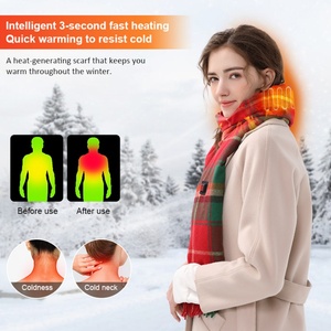 Bufanda Eléctrica Recargable con Calefacción, Diseño a Cuadros Rojos Navideños, Lavable, para Hombres y Mujeres, Bufanda Térmica de Invierno - Product Image 5