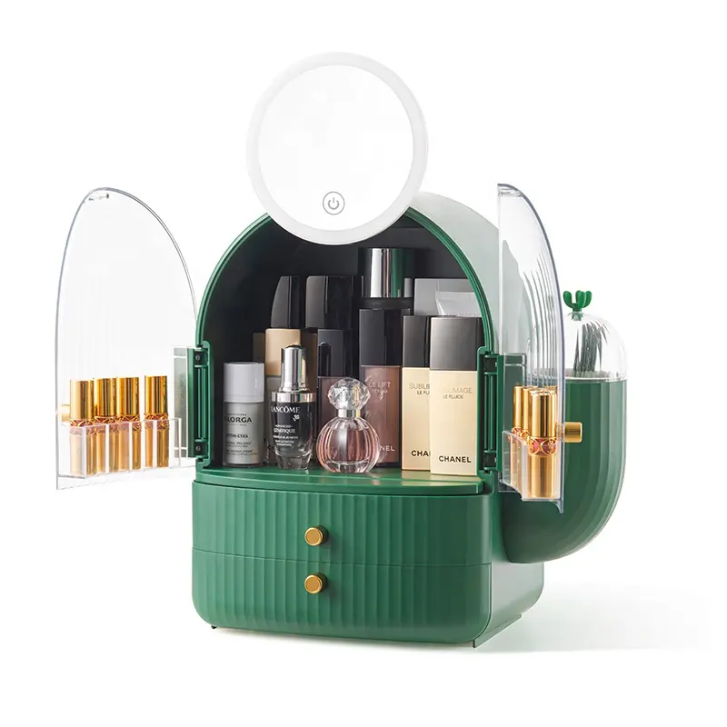 LED-Kosmetik box in Kaktus form mit Spiegel für Hautpflege produkte und Aufbewahrung von Kosmetika