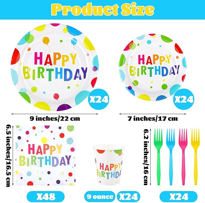Ensembles de vaisselle de fête imprimés joyeux anniversaire * 144
