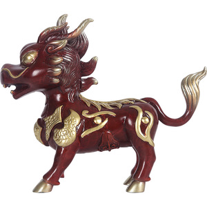 Figurine Qilin en cuivre coloré, faite à la main, décoration pour la maison et le bureau, cadeau - Product Image 3