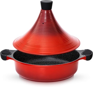 Pot à <span class=keywords><strong>tajine</strong></span> 28cm <span class=keywords><strong>Plat</strong></span> marocain en fonte d'aluminium antiadhésif pour la cuisine domestique Revêtement antiadhésif - Product Image 2